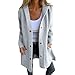 Mantel Damen Frühling L-ang Wollmantel Cardigan M-ode Langarm Einfarbig Strickjacken mit Kapuze Trenchcoat Warme Kapuzenjacke Outwear Autumn Winter Jacke Casual Button Jacken mit T-aschen (Grey, XL)