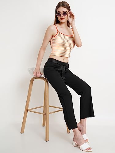 Image of POPWINGS Casual Solid Regular Fit Solid Trouser for Women || Pull On Trouser for Women || Semi-Formal Work Women Trouser for Summer || Stylish Western Trouser