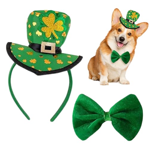 Diadema para Perros del Día de San Patricio,Accesorios para Mascotas Verdes y Elásticos - Sombrero Diadema del Día de San Patricio,para Fiestas Casas Parques Jardines Paseos