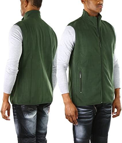 Image of ToBeInStyle Men's Zip Up Sleeveless High Collar Polar Fleece Vest