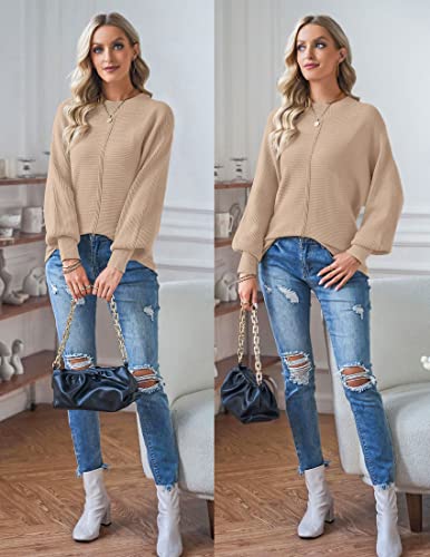Image of TECREW Women's Batwing Long Sleeve Crew Neck Pullover Sweater Soft Ribbed Knit Sweater Top
