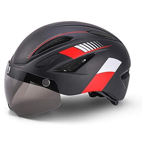 Adult Bike Helmet DOT/ECE Certification Comes with Detachable Goggles and USB Charging Tail Light CPSC Certified Mountain Bike Helmet Unisex Adjustable Bicycle Helmet A,(57~66cm) Cover