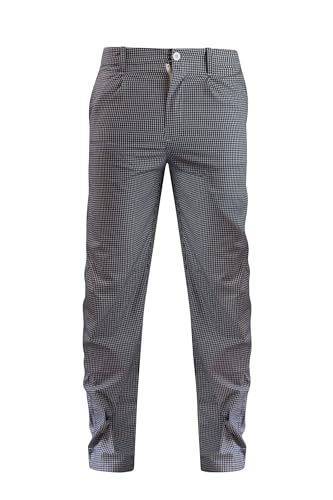 Clinotest Kochhose & Bäckerhose für Damen & Herren mit elastischem Bund Küchenuniform & Arbeitshose mit Knopf & Reißverschluss 2 Seitentaschen 1 Gesäßtasche Kochfest & bis 95C waschbar (M)