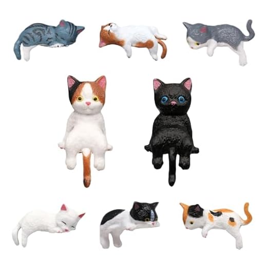 Yexthos 8 Pcs Cat Car Dashboard Decorations, Mini Cat Figurines Dashboard Decor Rearview Mirror Ornament, Cute Computer Monitor Office Desk Decorations