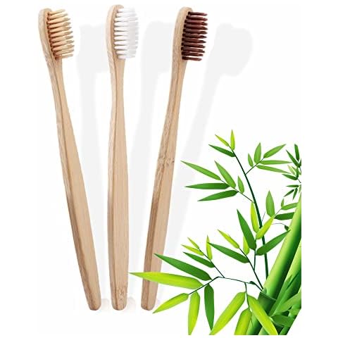 Soft Bristle Bamboo Toothbrush Natural Wooden Eco Friendly Biodegradable Handle Adult Bpa Free Tooth Brushes Plastic Free Wooden Handle Toothbrush for Adult and Kids (Pack of 3) Cover
