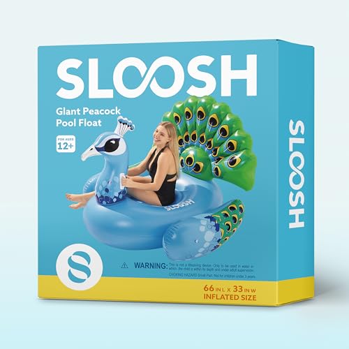 JOYIN Giant Inflatable Peacock Pool Float, Fun Beach Floaties, Swim Party Toys, Pool Island, Summer Pool Raft Lounge for Adults & Kids by