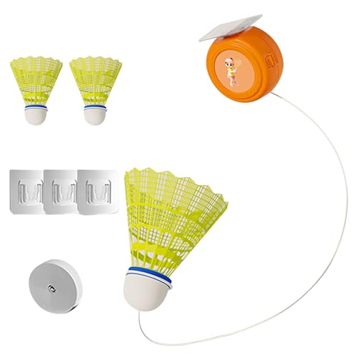 AGYTBG Badminton Rebound Trainer, Badminton Single-Player Rebound Trainer, Elastic Stretch Badminton Racket Training Sports Self-Study Practice Machine (3 Balls Without Racket)