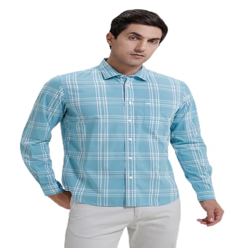Image of BASICS 100% Cotton Checked Shirt for Men | Slim Fit | Everyday Smart Casual Wear | Full Sleeve