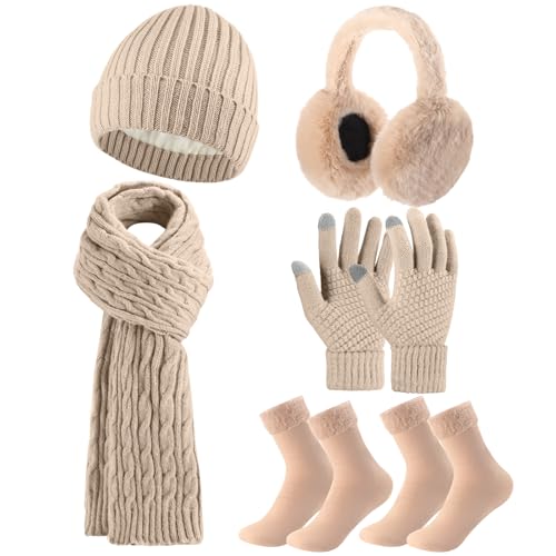 Cadeaux d'hiver pour femme : coffret bonnet chaud, longue écharpe et gants tactiles utiles