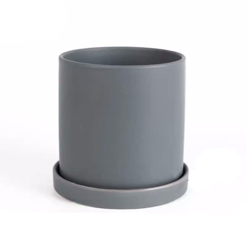 Gelasige B Flower Pots Modern Simple Nordic Green Plant With Tray Creative Succulent Ceramic Round Flowerpot Outdoor Flower Pots(B)