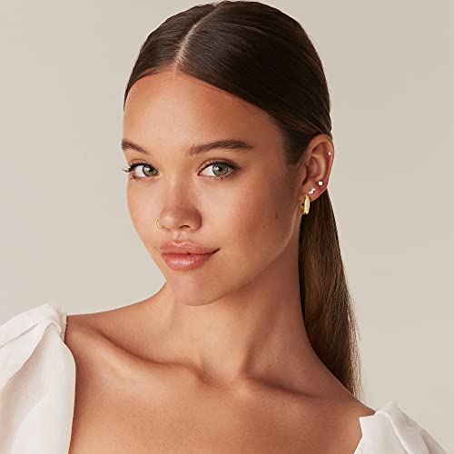 Image of PAVOI 14K Gold Plated Wide Flat Edge Hoop Earrings for Women | Rose, White and Yellow Gold Hoops | Hypoallergenic Jewelry