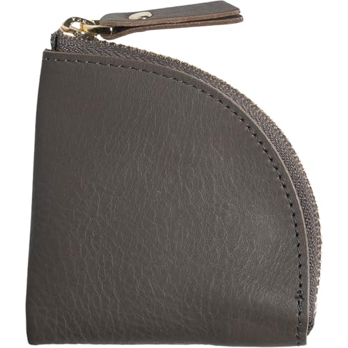 [Dom Teporna] 大容量 小銭入れ メンズ 本革 YKKファスナー イタリアンレザー 50枚収納 L字ファスナー コンパクト 小さい コインケース 化粧箱付き エタン(グレー系)