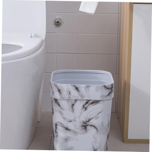 Caneca de basura rectangular de plástico blanco miniatura 4