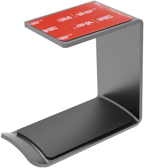 Headphone Stand Hanger,Headset Holder Mount,Aluminum Hook with Strong Adhesive Tape for Headphones (H02-Black-1PCS)