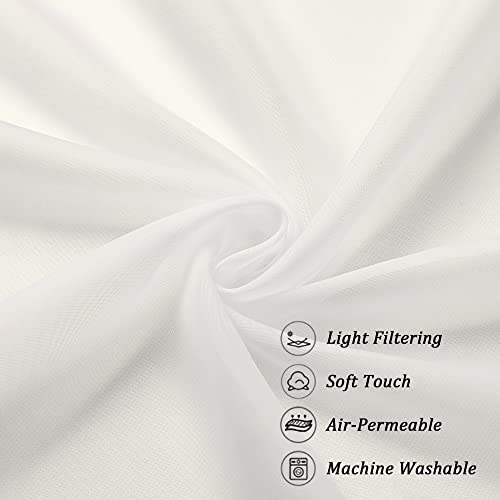 Image of Chyhomenyc Ivory Sheer Window Curtain Panels 45 Inch, Set of 2, Light Filtering Solid Voile Curtains Drapes for Small Window /Living Room /Bedroom, Rod Pocket, 42W x 45L inches