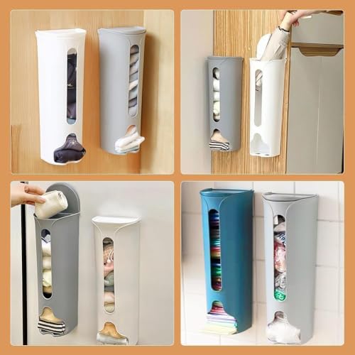 Image of Wall Mounted Storage Box, Multipurpose Plastic Organizer, Transparent, Space-Saving Dispenser for Kitchen, Bathroom, Wardrobe
