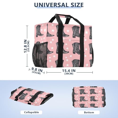 Nander Beautiful Cowboy Boots Reusable Grocery Bags,Large Grocery Tote Bag Water Resistant Shopping Bags Foldable Grocery Bag for Clothes,Shoes and Picnic2