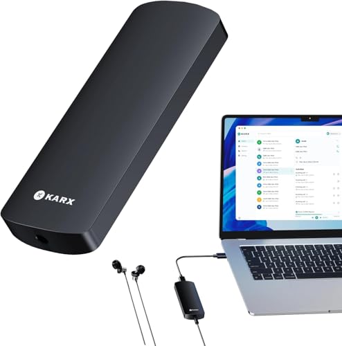 AI Voice Recorder, KARX USB Audio Recording Device with Bluetooth, Software Control, AI Summarize & Transcriber Voice Recorder for Phone Call, Online Meeting/Lectures/Conversation, Skype, Zoom