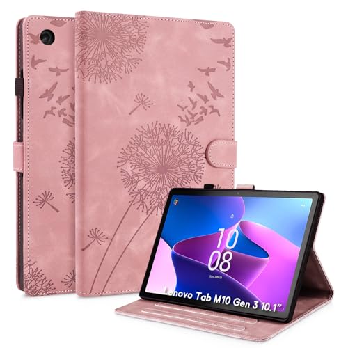 Rostsant Funda para Lenovo Tab M10 3rd Gen 10.1 Funda de Cartera de Cuero con Estampado de Diente de...