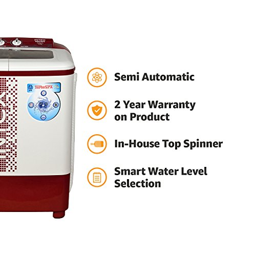 Image of Intex 6.2 kg Semi-Automatic Top Loading Washing Machine (WMS62TL, White and Maroon)