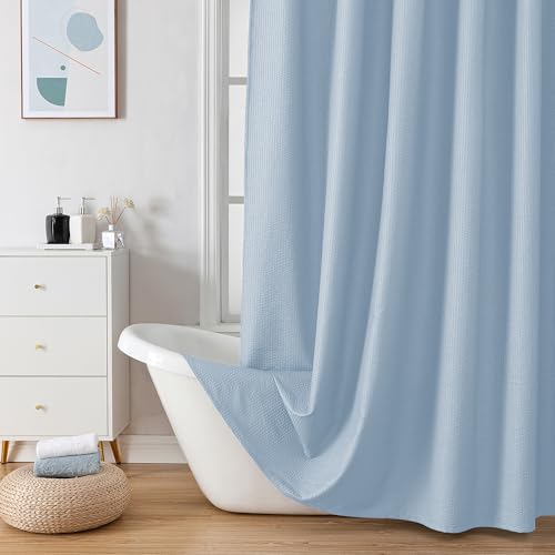 OVZME Berry Cute Shower Curtain Embossed Textured Fabric Shower Curtain for Bathroom - Soft Cloth & Hotel Spa Luxury Water Repellent Machine Washable Shower Curtain 72X72 Glacier Blue