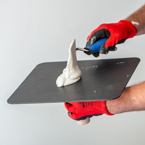 Mivos Stukkateurspachtel 100 x 120 mm mit Softgriff - Rostfrei - Edelstahl Maurerkelle 100 mm - Gipserspachtel - Putzerkelle - Kelle für Mauererarbeiten - Made in EU