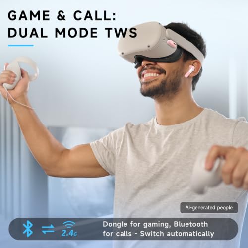 Image of RYR Wireless Gaming Earbuds with Noise Cancelling Mic, 2.4Ghz & Bluetooth