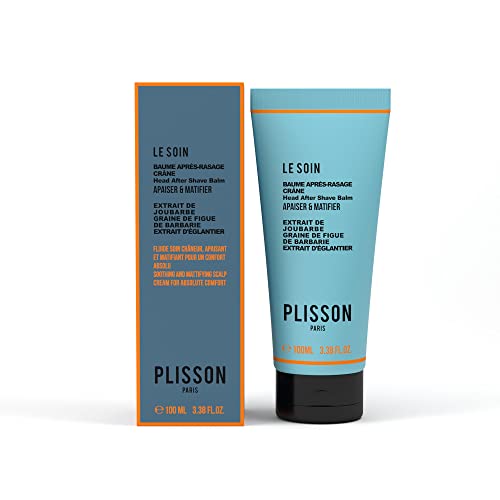 PLISSON - Bálsamo para después del afeitado para el cráneo - Todos los tipos de piel - 95% de ingredientes de origen natural, escaramujos, sembarbe e higo cactus - Fabricación francesa - 100 ml