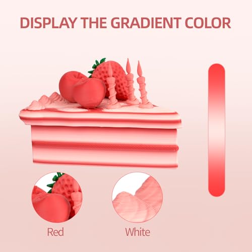 Image of ERYONE Matte Gradient Rainbow 3D Printer PLA Filament 1.75 + /- 0.03mm, HS Matte Multicolor High Speed Filament PLA 1KG(2.2LBS) Spool, Red Velvet(Red White)