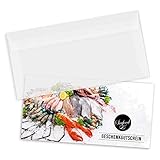 GESCHENKGUTSCHEINcom by POS-HAUER. Gutschein-Set. 25x Gutschein + Kuvert. Für Fisch Fischgeschäfte zum selbst Ausfüllen.