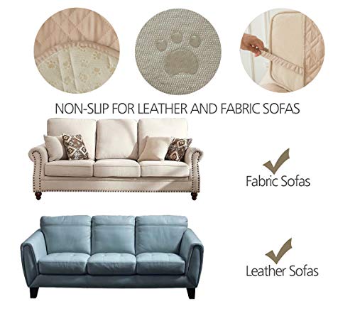 Image of Ameritex Waterproof Nonslip Recliner Cover Stay in Place, Dog Chair Cover Furniture Protector, Ideal Recliner Slipcovers for Pets and Kids (Beige, 30'')