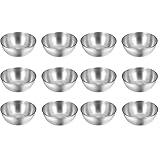 CookTaitai 10 pcs Stainless Steel Sauce Dishes, 3.2 in Seasoning Dishes Dipping Bowls Serving Dishes Sushi Soy Mini Appetizer Plate Seasoning Dish Saucer Plates (Silver)