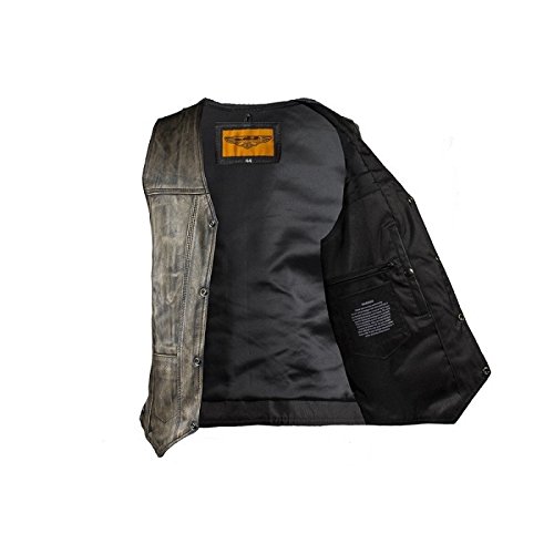 Distressed Brown Leather Vest With Gun Pockets (Size 2XL, 54)