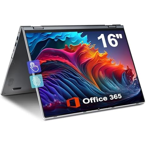jumper 2 in 1 Laptop, 16 inch Convertible Laptop Computer with IPS FHD 360 Degree Touchscreen, 640GB Storage, 16GB RAM, Fingerprint Reader, Backlit Keyboard, One Year Office 365, Celeron N5095, 53.2WH Cover
