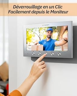 TMEZON 2 Fils Visiophone Connecté Filaire Kit Interphone Vidéo,Ecran TFT Couleur 7’’,Platine de Rue avec Camera,Sonnette Vidéo Extérieur Vision Nocturne,Audio Bidirectionnel,Une Famille