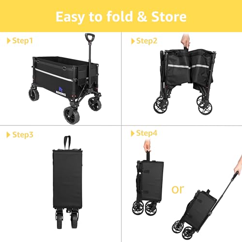ROSONG Collapsible Wagon Cart with Wheels Foldable - Folding Utility Heavy Duty Wagons Carts for Grocery Sports Garden Shopping Camping Wheelbarrows (Black, 120L) by ROSONG - Image 7