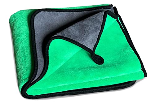 Image of Auto Hub Microfiber Cloth for Car - 600 GSM (40x40 CM) Car Cleaning Cloth, Thick Plush, Lint Free, Streak Free Microfiber Cloth for Bike & Car Washing & Drying Pack of 1-Green