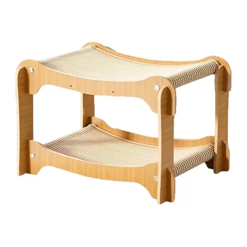 JUIKNHSM つめとぎ 猫 双層爪研ぎベッド【2025新登場】猫ベッド 耐摩耗 メッシュベッド付き 耐久 洗える 2段式キャットハウス 大きいサイズ 猫用ベッド 夏用 多頭飼い対応(大きい,カーキ)