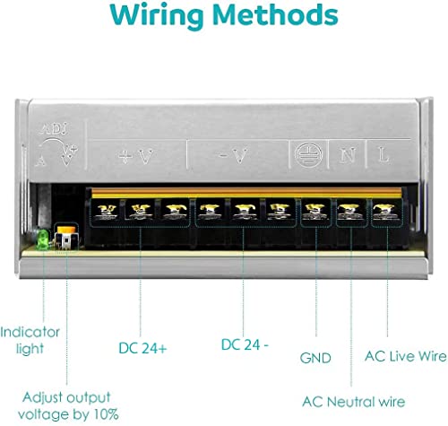 Image of TRIDEV Traders DC 24V 15A 360W Switching Power Supply Universal Regulated Transformer (AC 220V /240V to DC 24Volt 15Ampere 360Watts Suitable for LED Strips, car stereos, Wireless routers, Printers..
