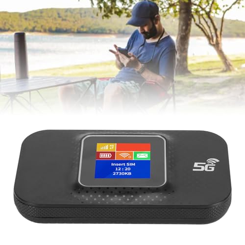 Image of 3G 4G Mobile Hotspot, Color Screen Internet Router Devices with Micro SIM Card Slot, Connects Up to 10 Devices, 3650mAh Battery, for Phone Tablet Laptop (Black)