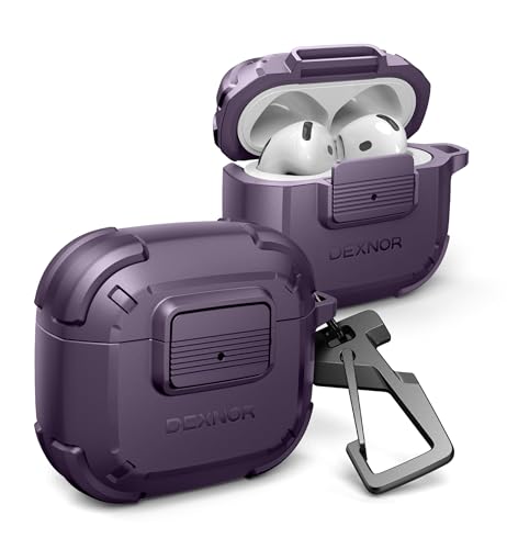 Dexnor AirPods 4(��4����/2024�N���f��)�p �P�[�X - �����h�~���b�N�@�\�t�� �ϏՌ����o���p�[�P�[�X �J���r�i���L�[�����O���N���[�i�[�L�b�g�t�� �v���e�N�e�B�u�J�o�[(�p�[�v��)