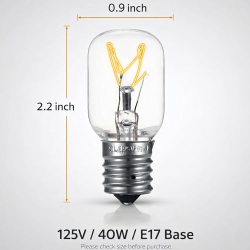 Light Bulb for Whirlpool Microwave - Light Bulb Fits for Whirlpool Maytag GE Amana Over The Range Hood Microwave, Dimmable with 125V 40W E17 Base, Kitchen Night Light, Repalce 8206232A (2)