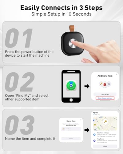 Smart Tracker Tag 4 Pack, Air Localizador Llaves Tag Bluetooth | Buscador de Llaves Funciona con Apple Buscar(Sólo iOS) , para Maletas/Carteras/Bolsos, Duración de la Batería de un Año 8