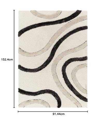 Image of Modern Quality Carpet /Trending Design Hand Woven Fluffy Rug /Mats for Bedroom /Dinning Hall /Living Room 2-inch Thick [Size 3x5 feet]