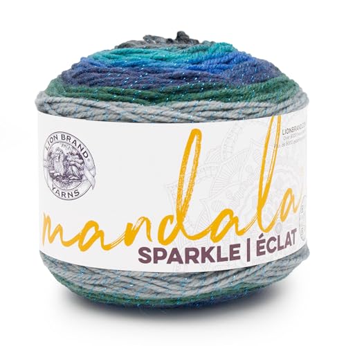 Image of Lion Brand Yarn, Mandala Sparkle DK Weight Yarn for Crochet, Knitting, and Crafts, Volan, 1 Pack, Multicolor Acrylic Fiber for Glittery Garments, Kids Stuffies, and Soft Blankets