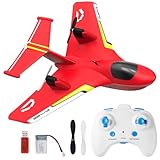 Remote Control Wireless Airplane Toy, Gravity Gliders Airplane With Lights, Rc Plane For Water Land & Air, Rc Float Plane, 2.4G 2 Channels Rc Remote Control Fighter Model Toy For Adults Kids (Red)