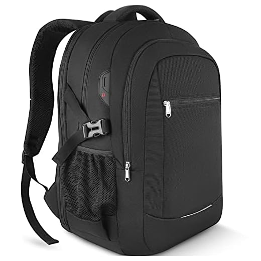 Besttravel Mochila Hombre Mochila Ordenador Portatil Impermeable Mochila 17.3 Pulgadas Portatil Mochila Viaje de Gran Capacidad Para los estudios, Viajes o Trabajo- Negro