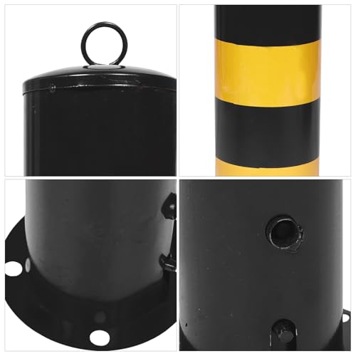 Poteau de sécurité acier 50 cm jaune et noir pour parking - 3