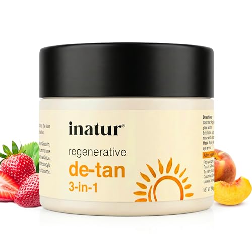 Image of inatur De Tan 3-in-1 Face Scrub | Multipurpose use as Cleanser, Exfoliator & Mask for Glowing Skin | Remove Tan & Brighten | with Niacinamide, Calamine, Papaya & Apricot | for All Skin Types | 200g