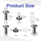 SHSMPXOY Chicago zestaw 70 wkrętów do książek, ze stali nierdzewnej M5 x 12 mm, śruby do introligatora, nitów do skóry, toreb, książek, obroży, plecaków, smyczy dla psów (srebrne)